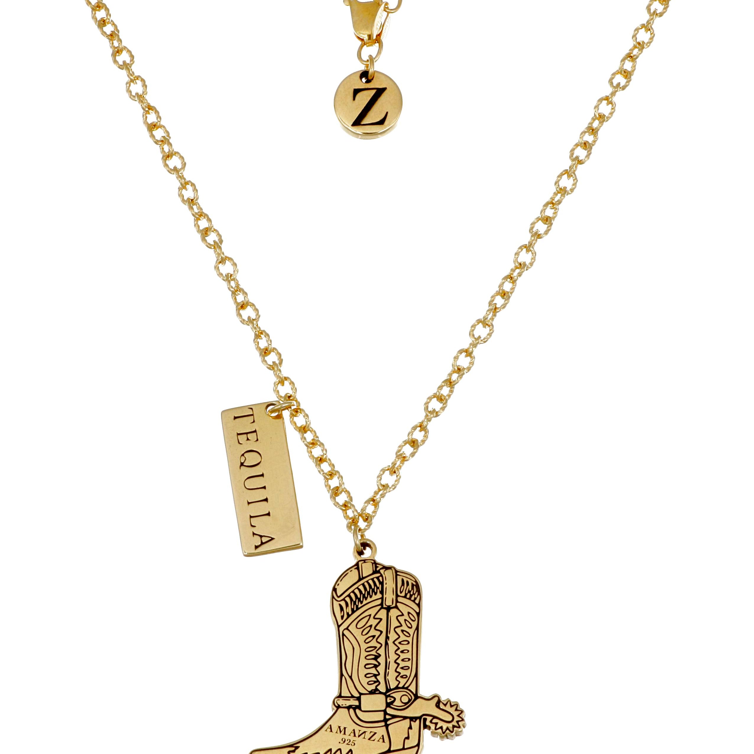 TEQUILA NECKLACE - collar de plata sterling .925 con baño de oro 14K, AMANZA Jewelry