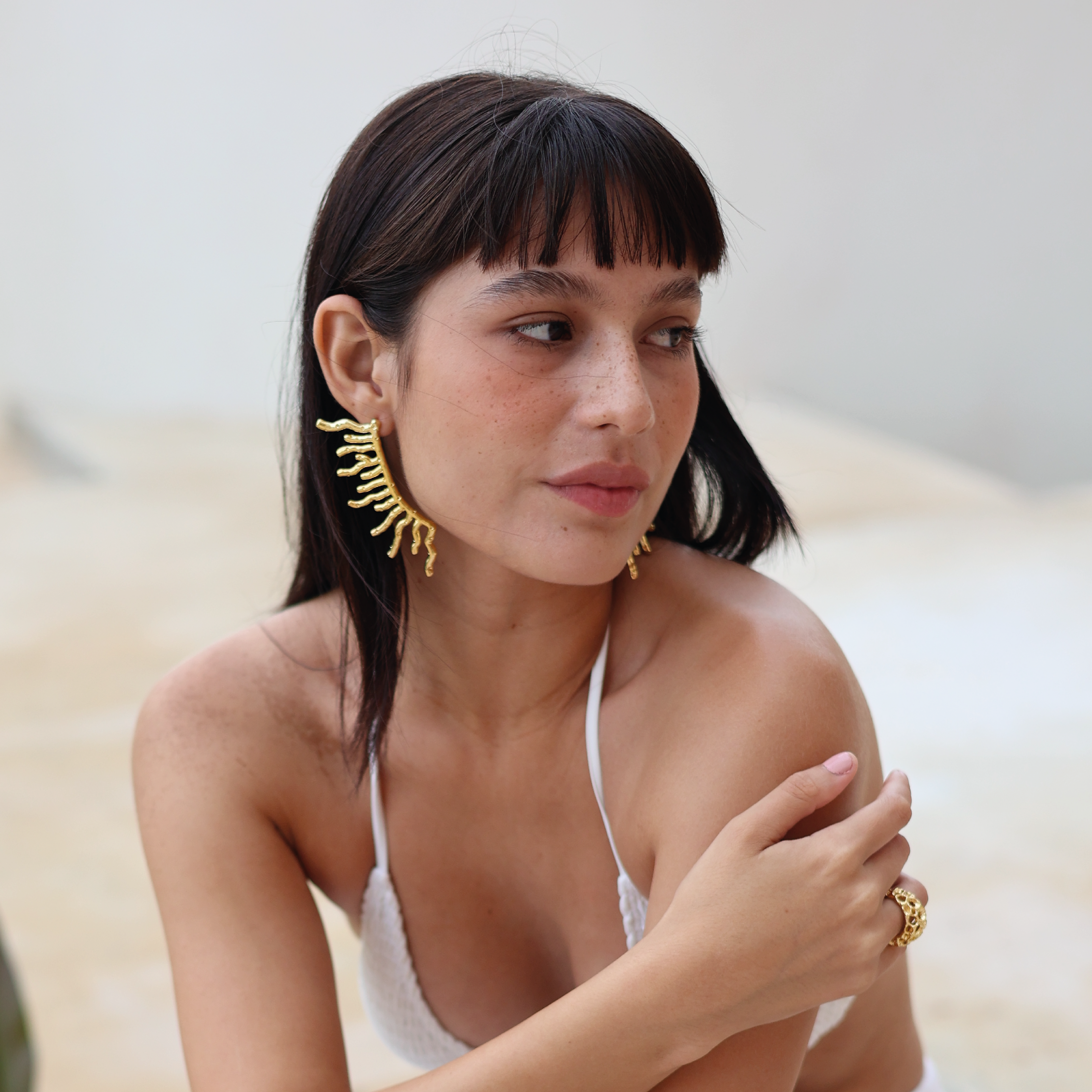 STRIGOSA EARRINGS - anillo artesanal en plata .925, hecho en Taxco México