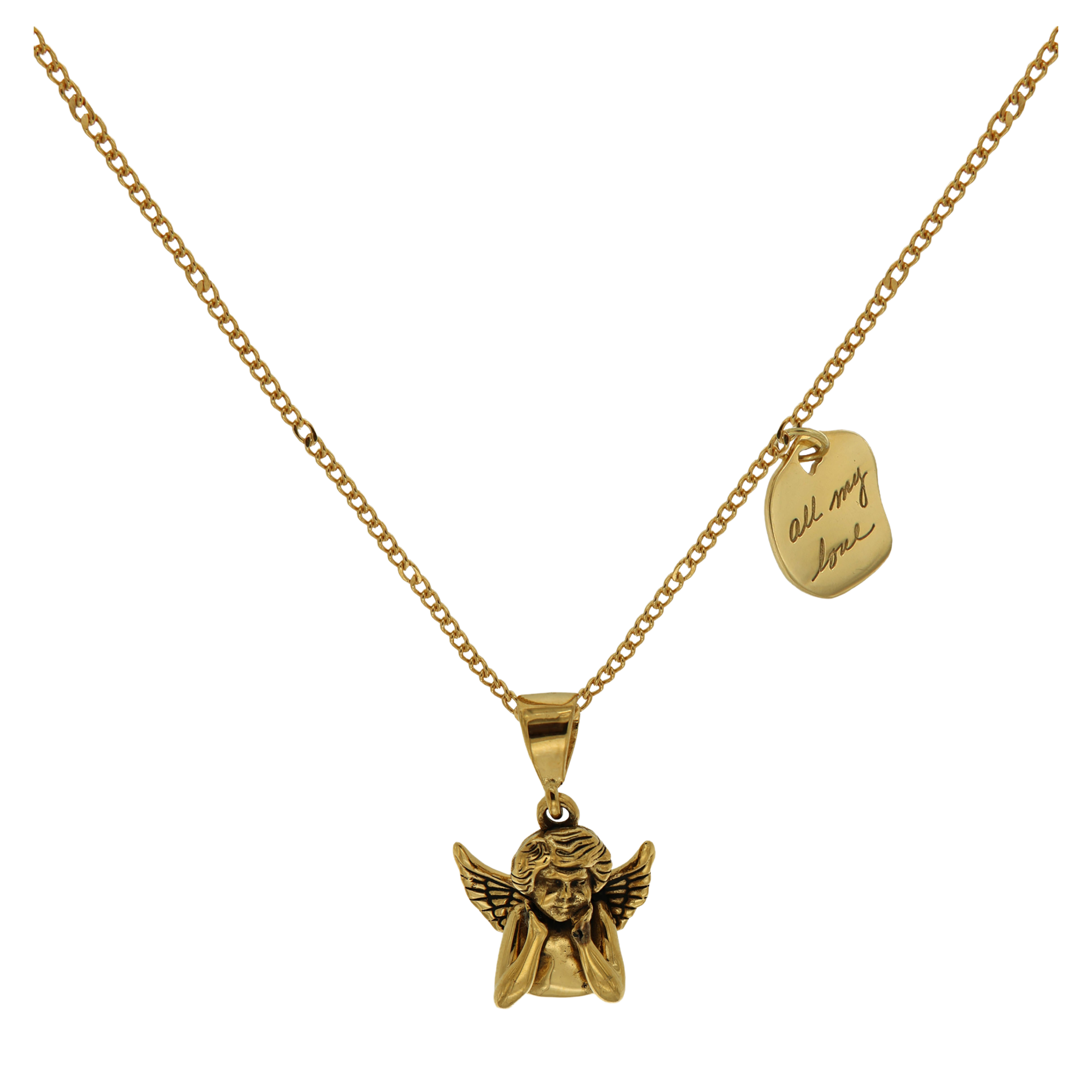 LENA ANGEL NECKLACE - collar de plata .925 con baño de oro 14K artesanal