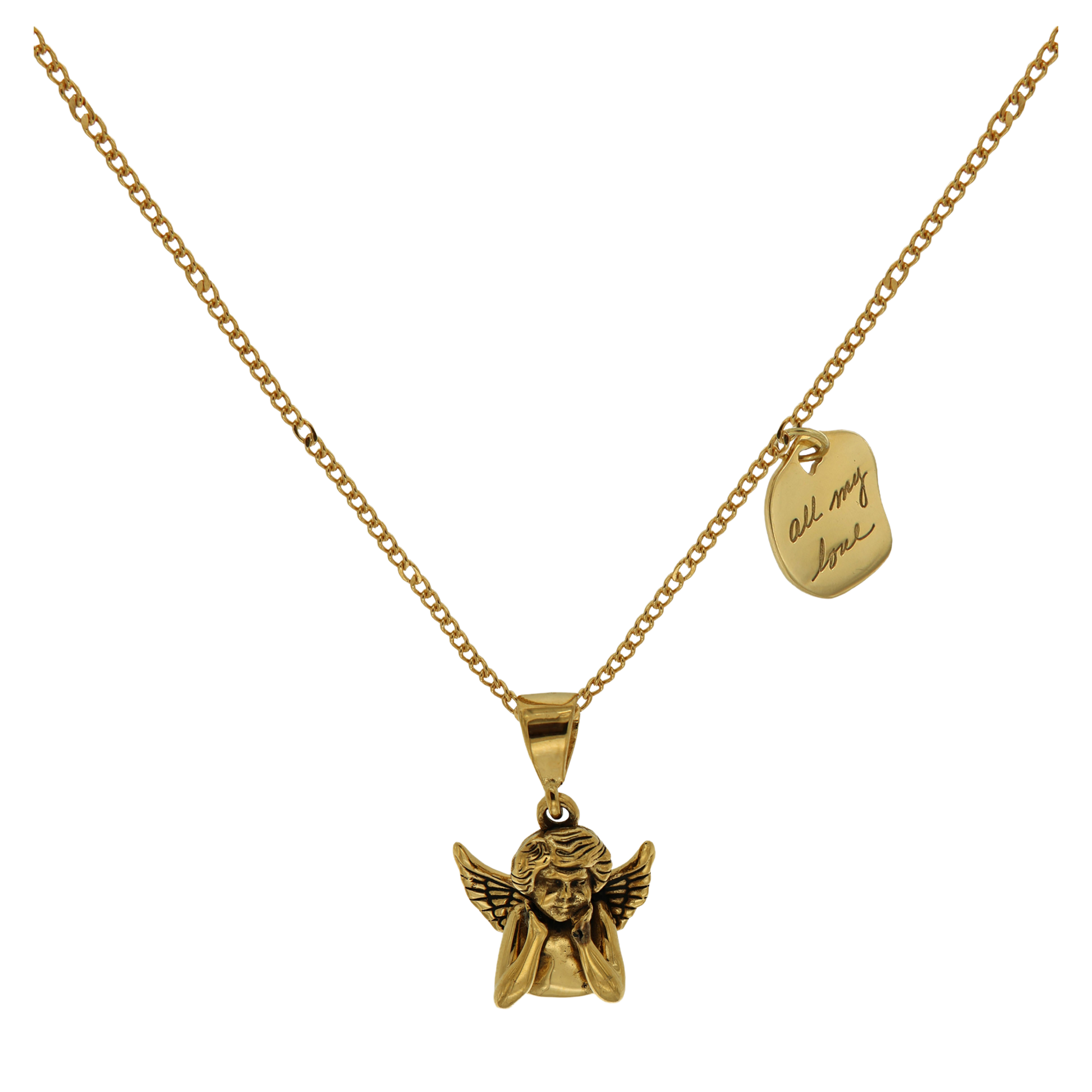 LENA ANGEL NECKLACE - collar de plata .925 con baño de oro 14K artesanal