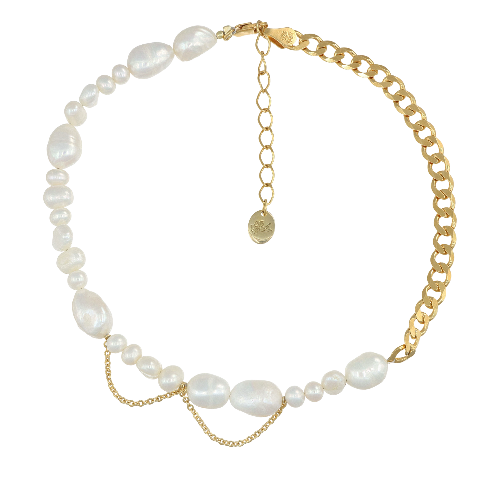 LULA PEARL NECKLACE - collar de plata .925 con baño de oro 14K artesanal