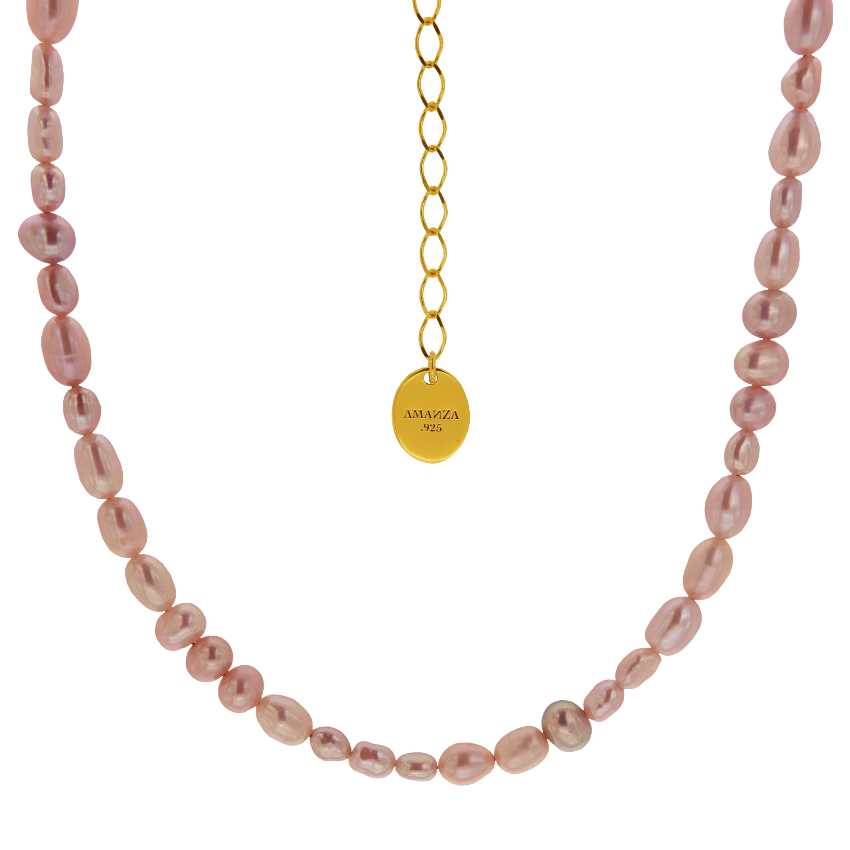 HUGA PEARL NECKLACE - collar de plata .925 con baño de oro 14K artesanal