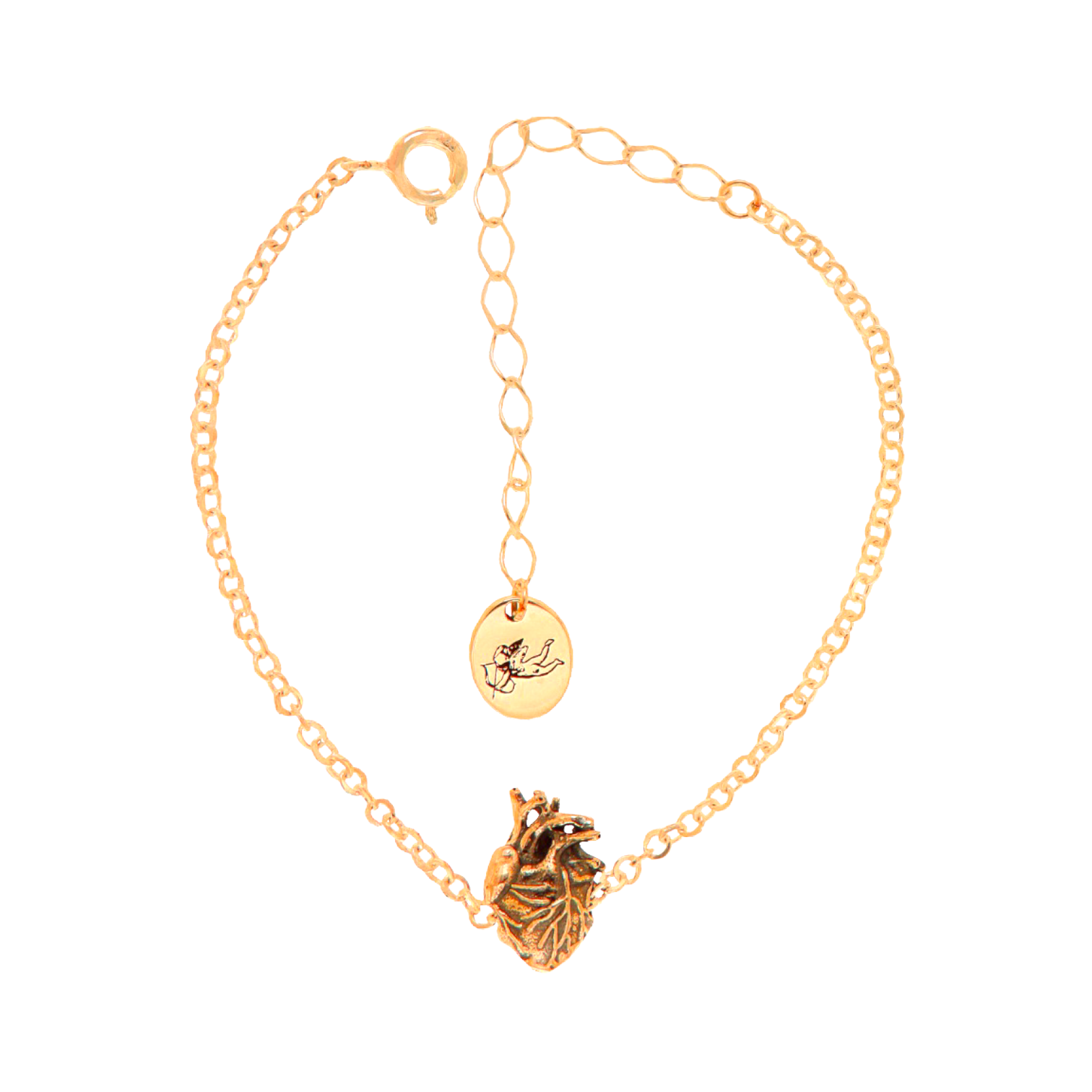 LOLA HEART BRACELET - pulsera de plata .925 con baño de oro 14K artesanal