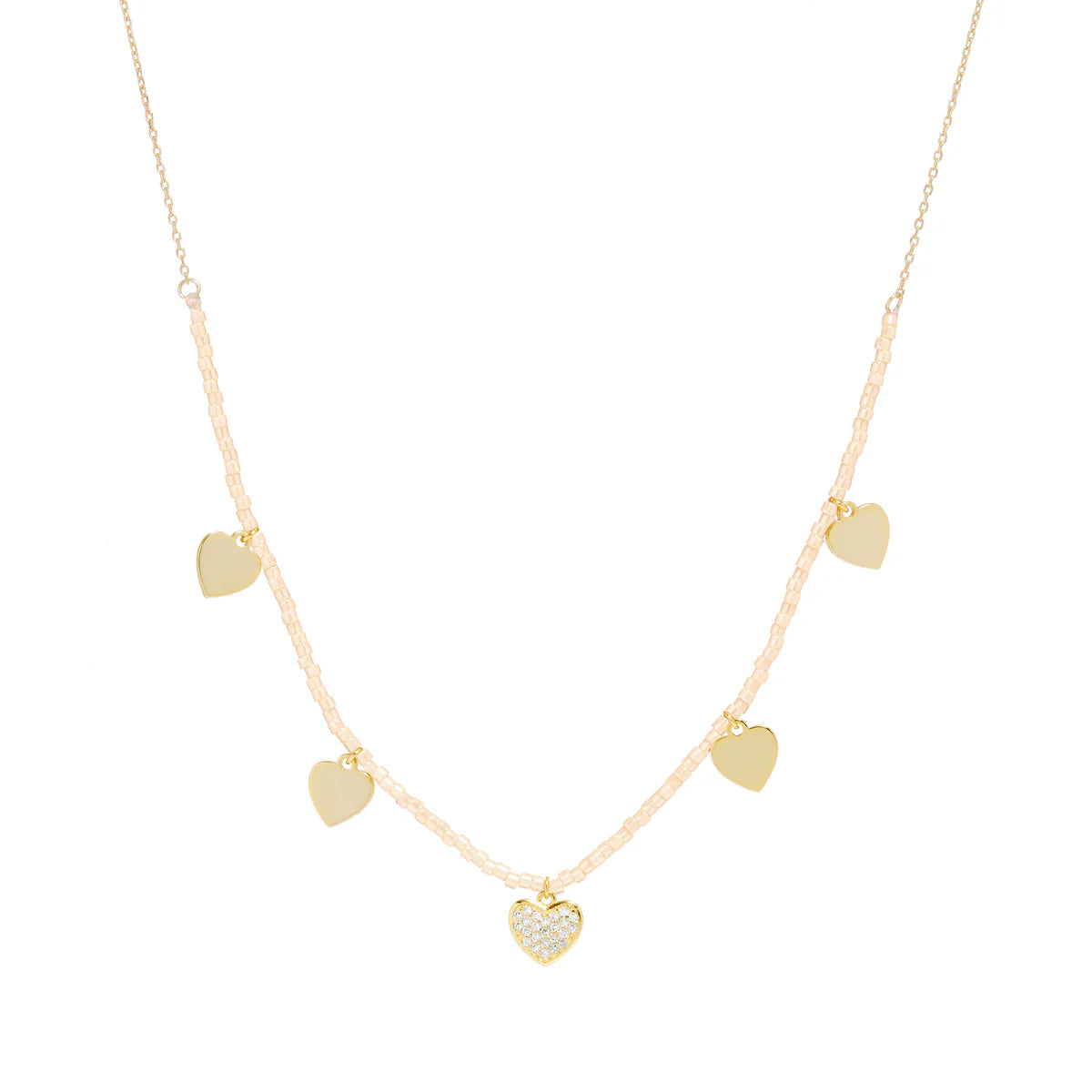 LILA BEADED HEART NECKLACE