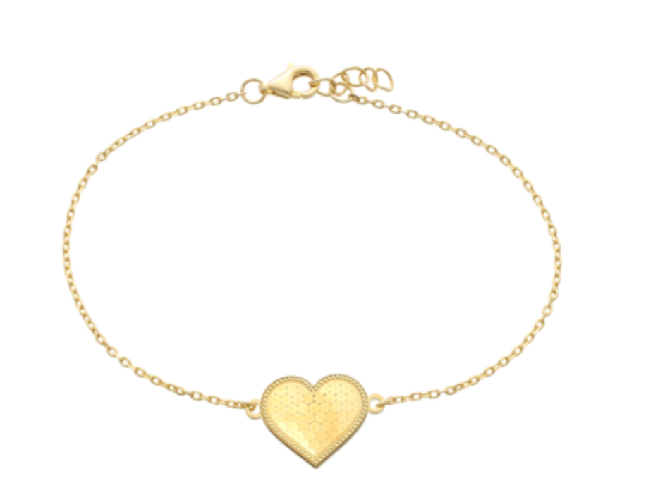 HEART BRACELET - pulsera de plata .925 con baño de oro 14K artesanal