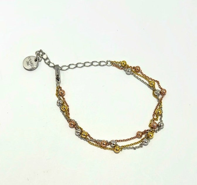 TRILLIZO BRACELET - pulsera de plata .925 con baño de oro 14K artesanal