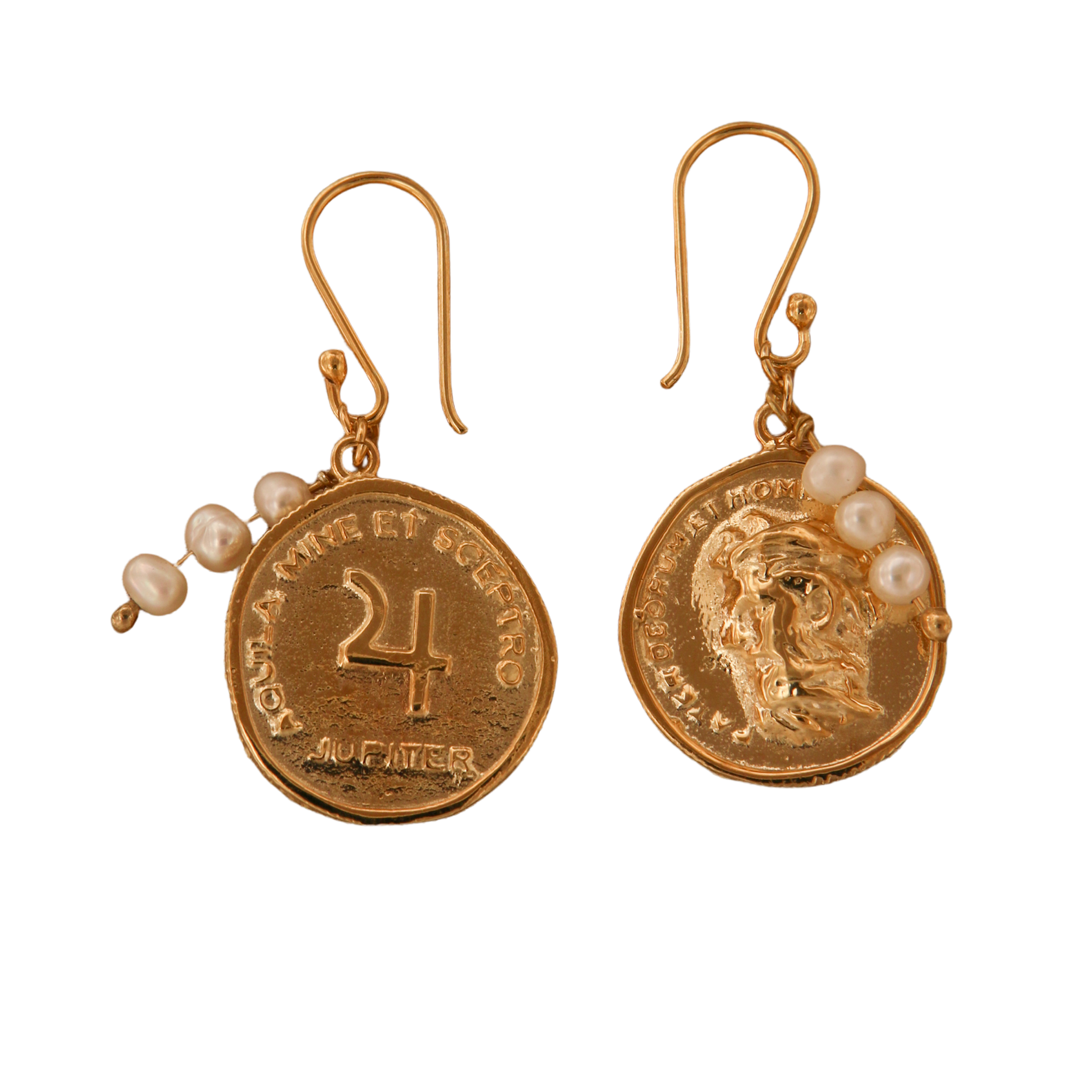 SEGOVIA JUPITER PEARL EARRINGS - anillo de plata .925 con baño de oro 14K artesanal